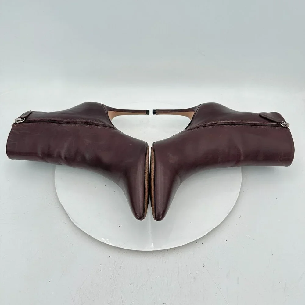 Schutz Women Size 9B Dark Brown Leather Side Zip Pointed Toe Ankle Heel Boot - Picture 7 of 11